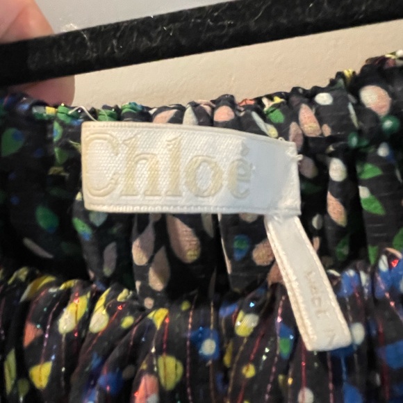 Chloe navy and multi colored patterned blouse - Picture 5 of 5